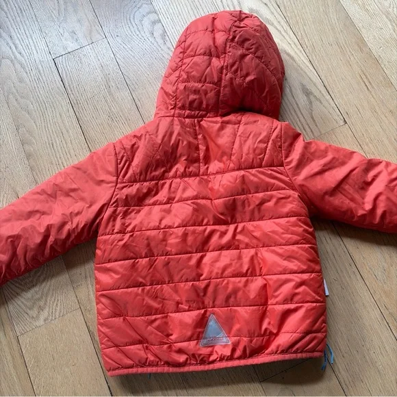 LL Bean Kids Orange Blue Hooded Fleece Lined Jacket Size 3T Blue Reversible - Picture 5 of 9